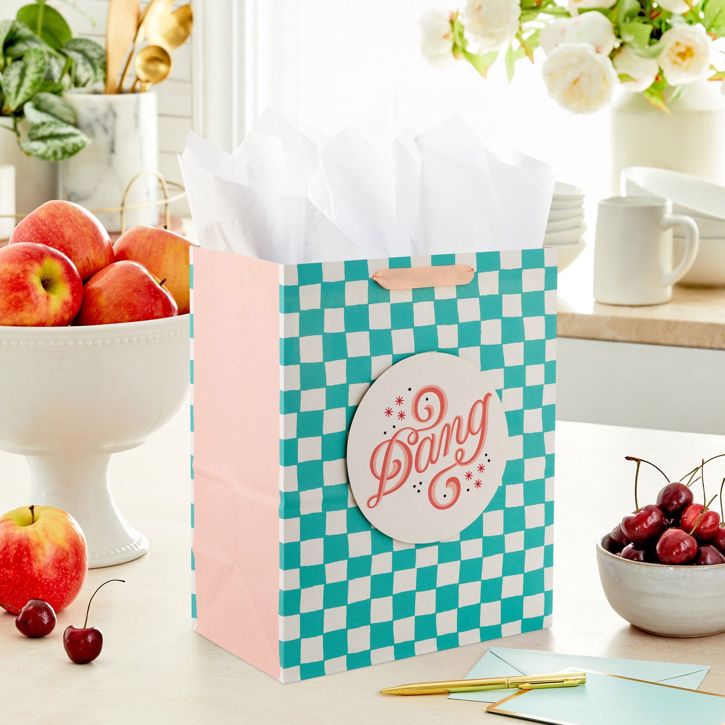 Hallmark 13'' ôDangö Green Check Large Gift Bag