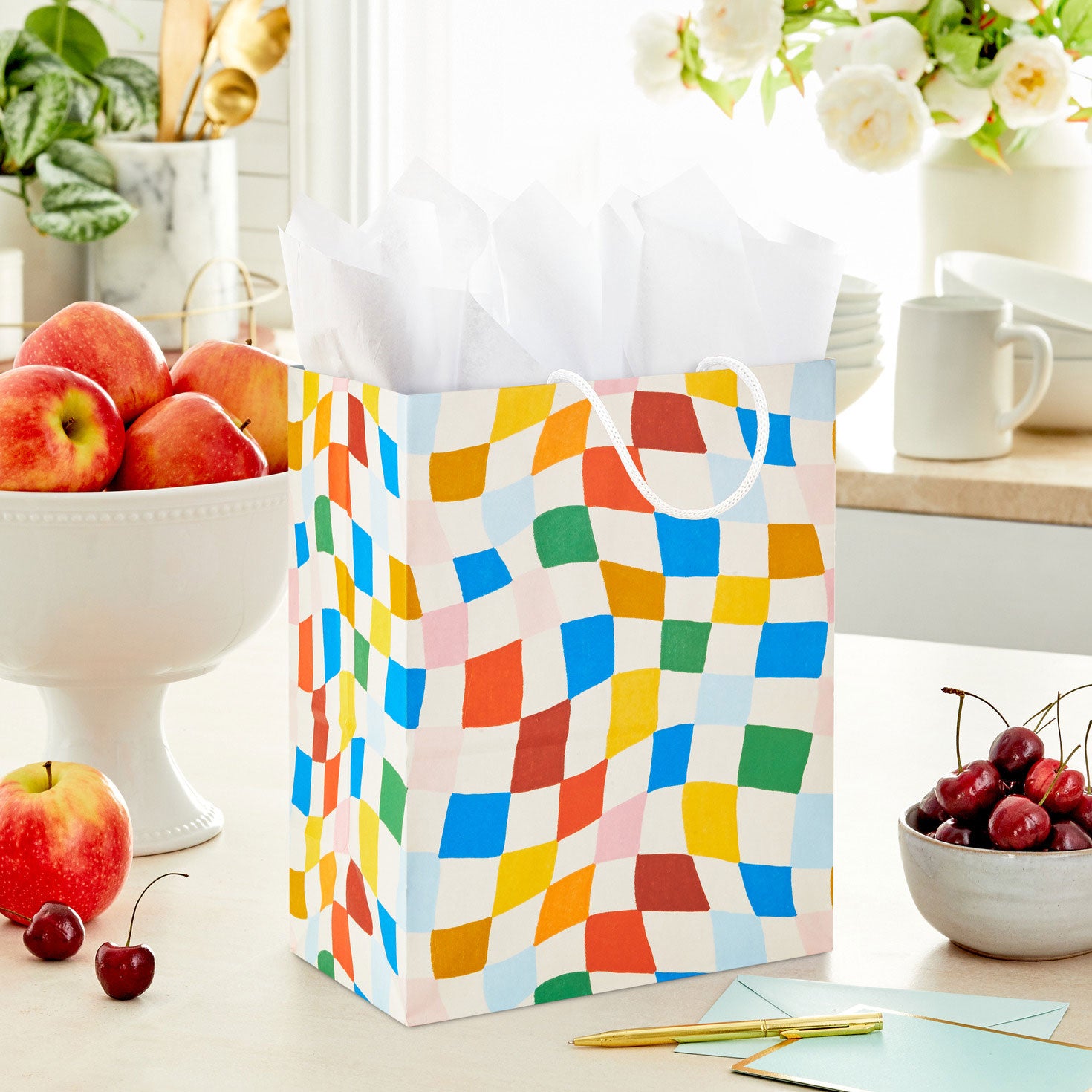 Hallmark 13'' Wavy Checkered Large Gift Bag