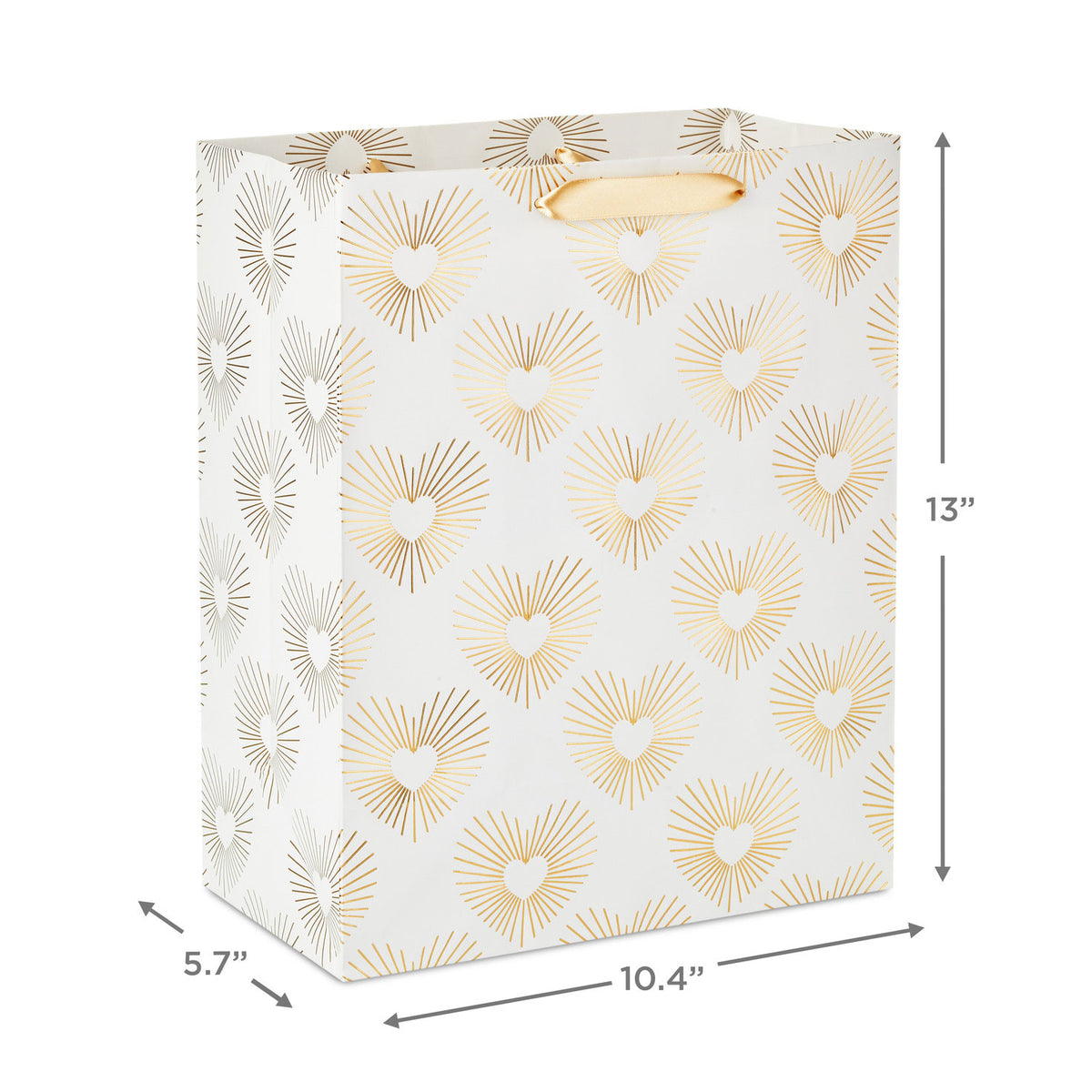 Hallmark 13'' Gold Hearts on White Large Gift Bag