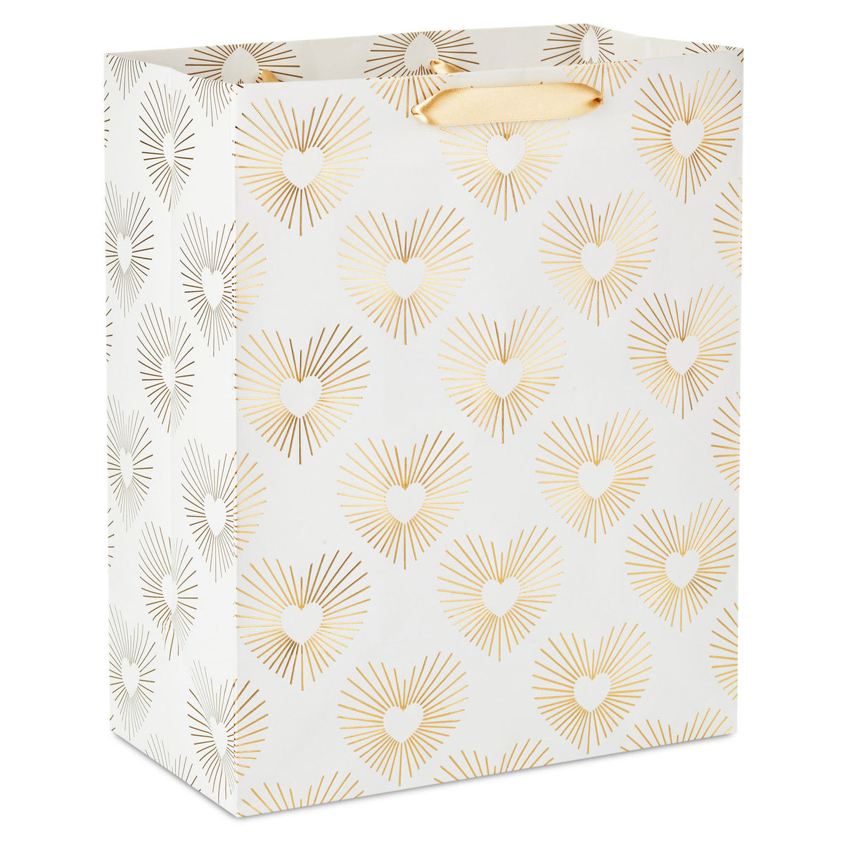 Hallmark 13'' Gold Hearts on White Large Gift Bag