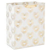 Hallmark 13'' Gold Hearts on White Large Gift Bag