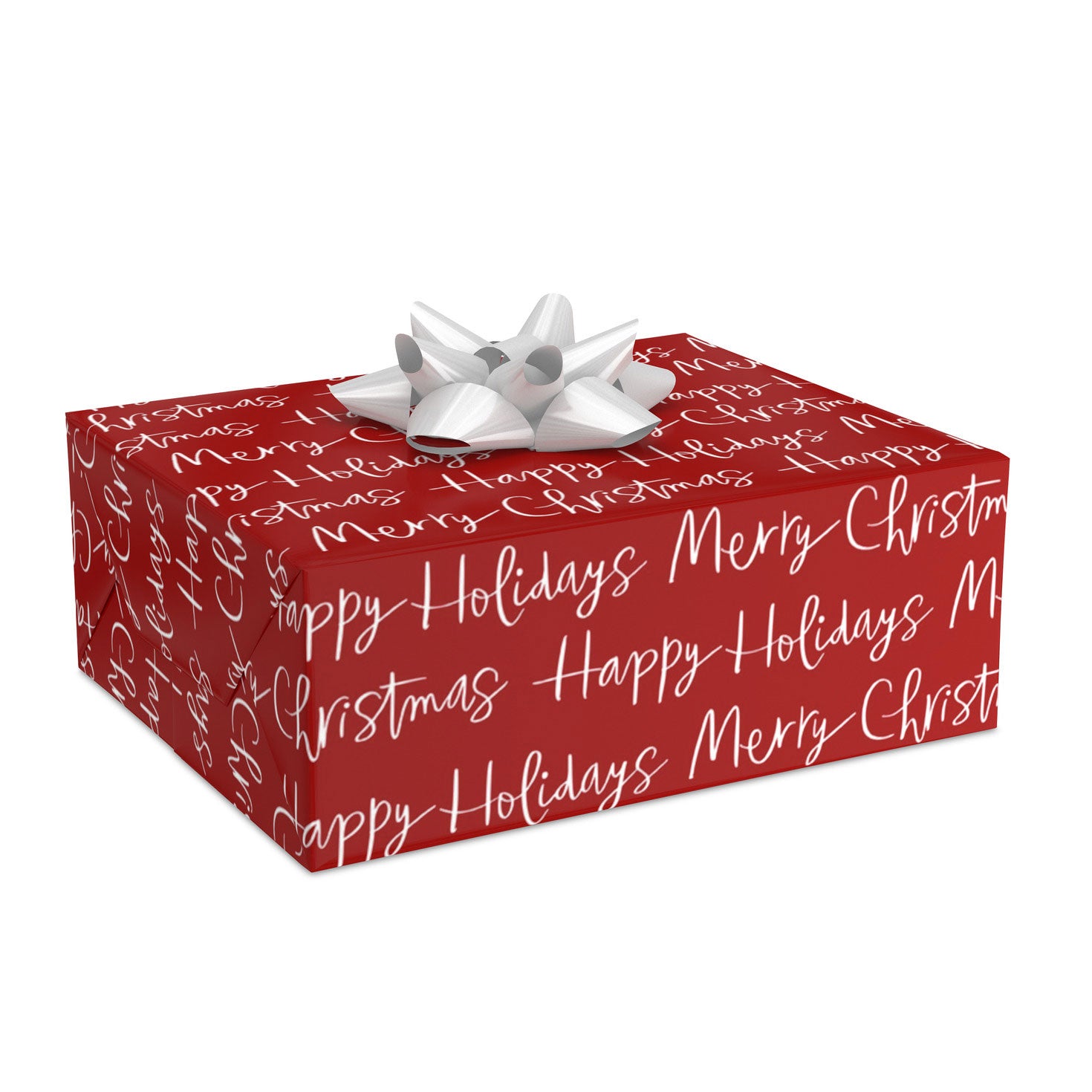 Hallmark Merry Christmas Script on Red Christmas Wrapping Paper