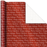 Hallmark Merry Christmas Script on Red Christmas Wrapping Paper
