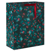 Hallmark 15.5'' Greenery and Berries on Black Extra-Large Christmas Gift Bag