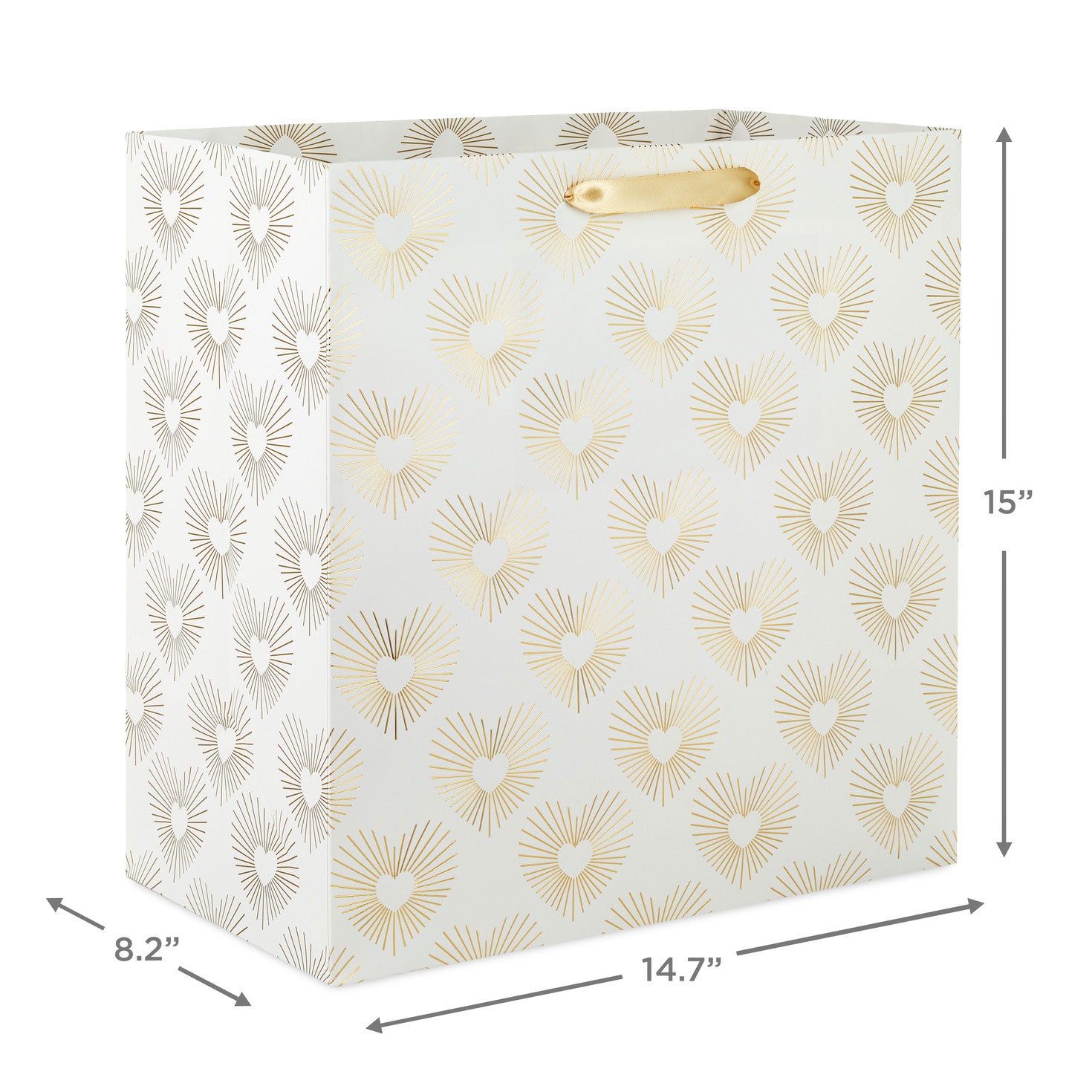 Hallmark 15'' Gold Hearts on White Extra-Deep Gift Bag