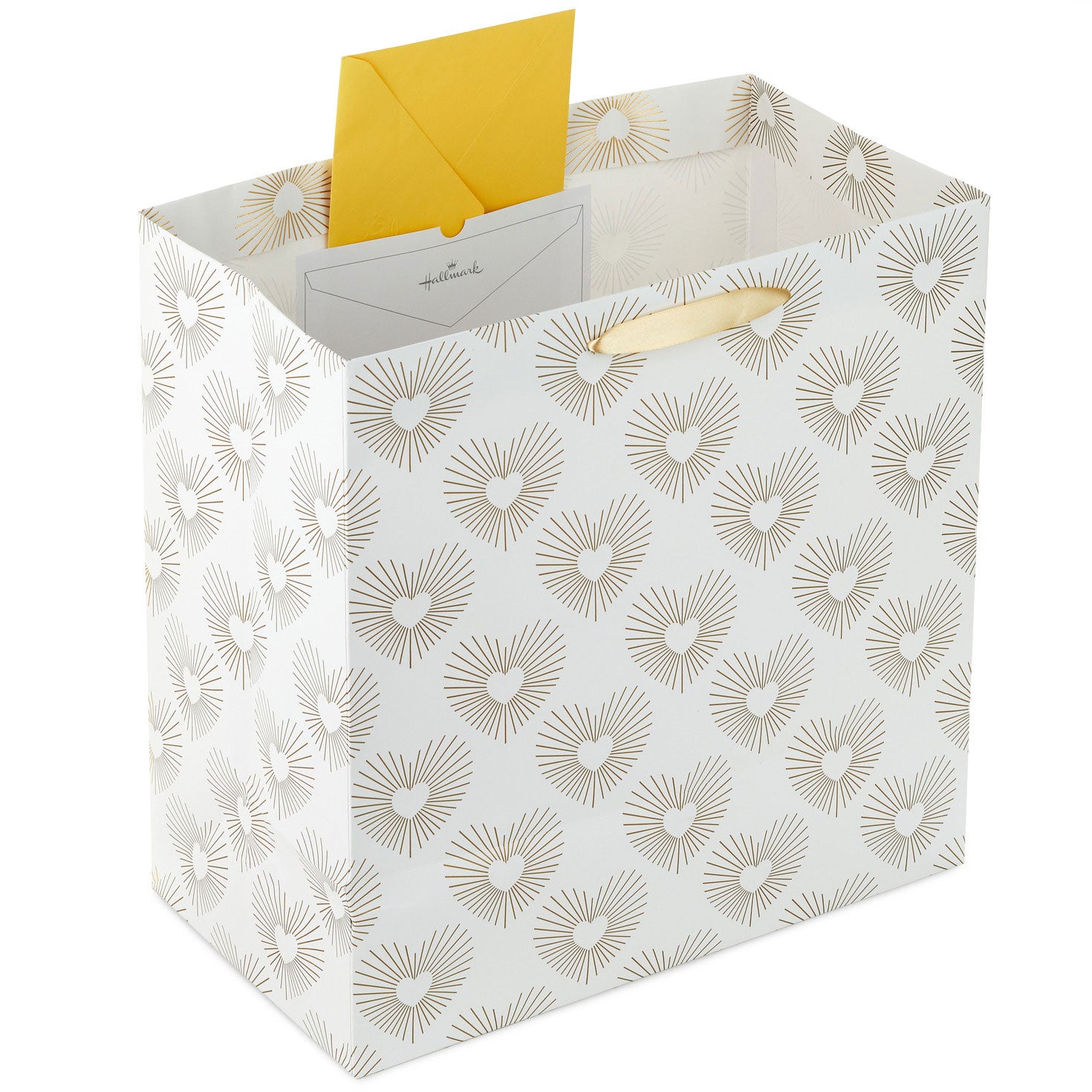 Hallmark 15'' Gold Hearts on White Extra-Deep Gift Bag