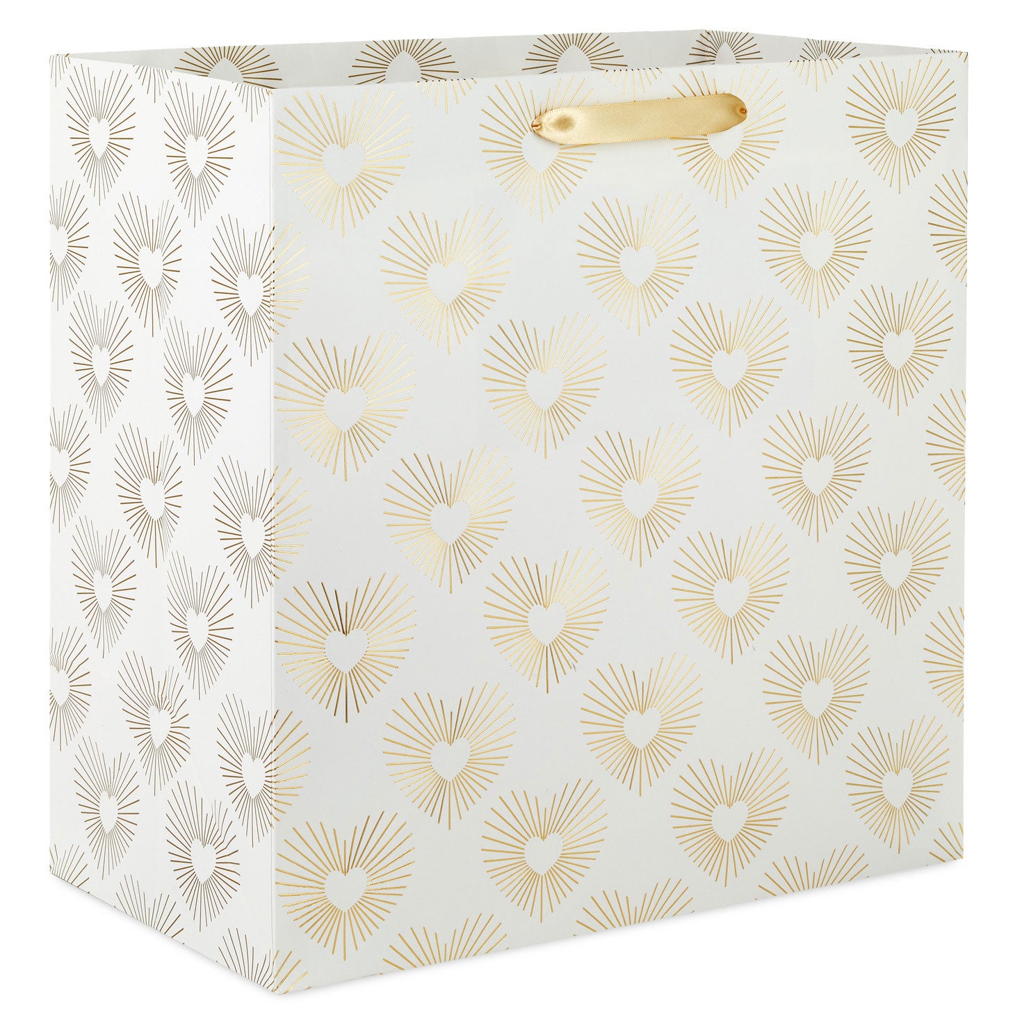 Hallmark 15'' Gold Hearts on White Extra-Deep Gift Bag
