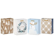 Hallmark 5.7'' Assorted Winter Metallic Designs 4-Pack Small Holiday Gift Bags