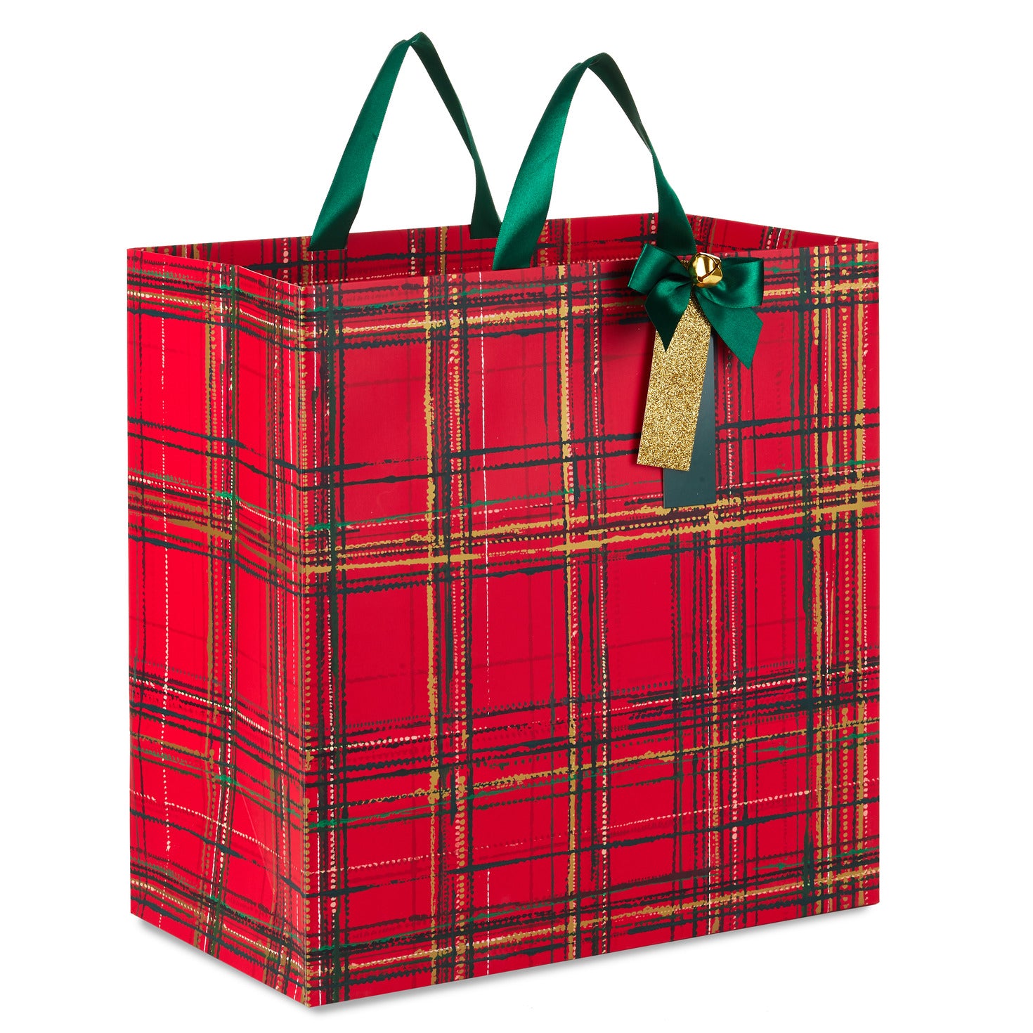 Hallmark 15'' Painterly Plaid Extra-Deep Christmas Gift Bag