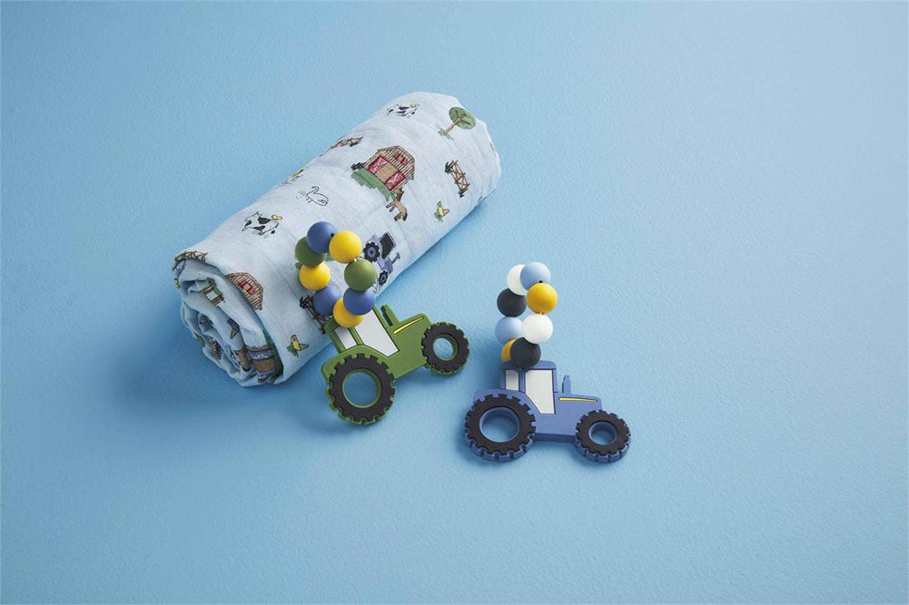 Blue Tractor Teether by Mud Pie
