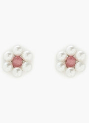 Bitty Pearl Flower Stud in Silver by Pura Vida