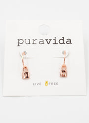 Lock Hoop Earring in Rose Gold by Pura Vida