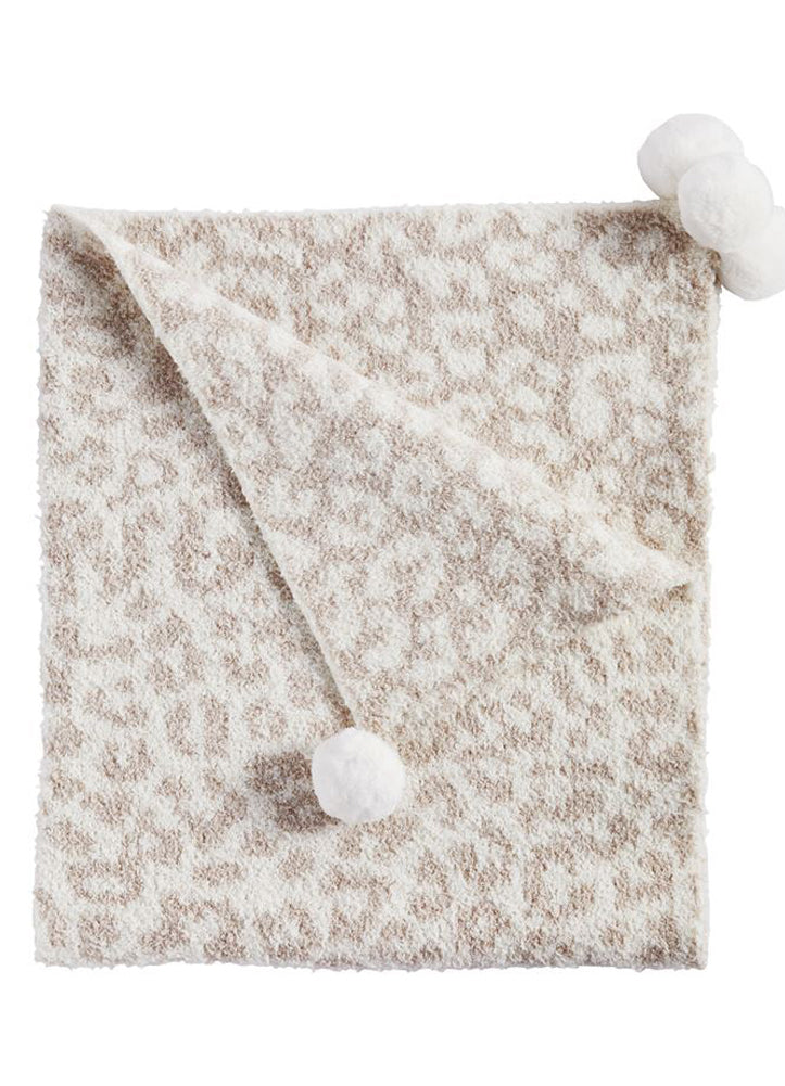 Ivory Chenille Leopard Blanket by Mud Pie