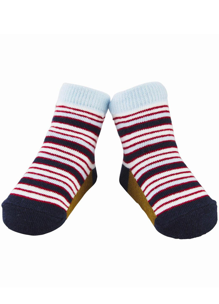Blue and Red Stripe Sock by Mud Pie