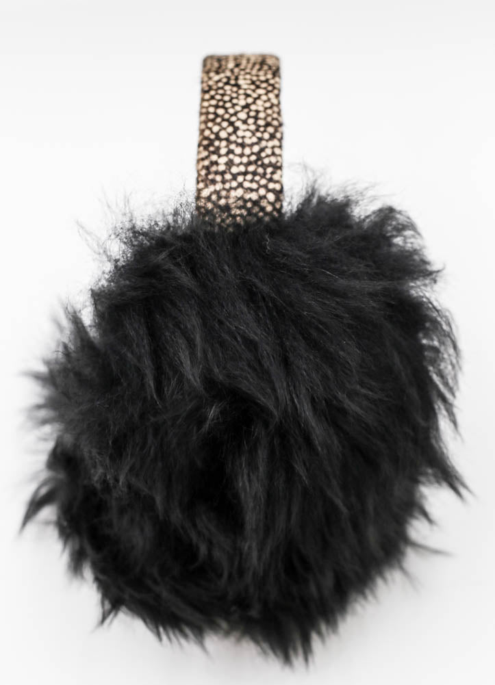 Leopard Wired Earmuff in Black Micro by UGG