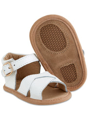 White Split Soled Leather Baby Sandal by Babe Basics
