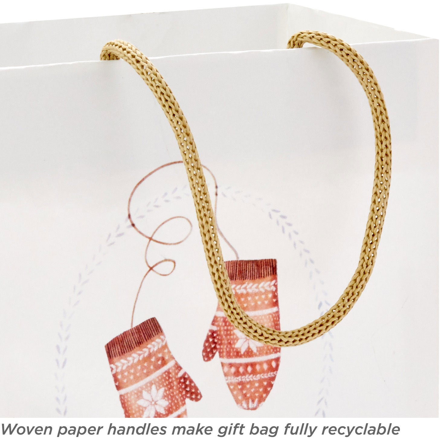 Hallmark 6.5'' Comfy & Cozy Mittens on White Small Gift Bag