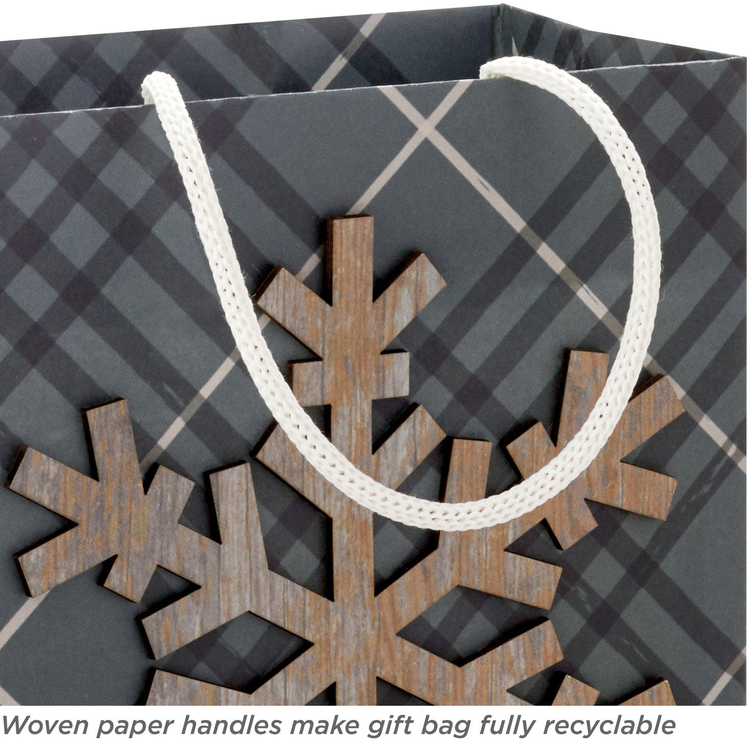 Hallmark 6.5'' Green Plaid With Snowflake Small Holiday Gift Bag