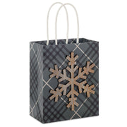 Hallmark 6.5'' Green Plaid With Snowflake Small Holiday Gift Bag
