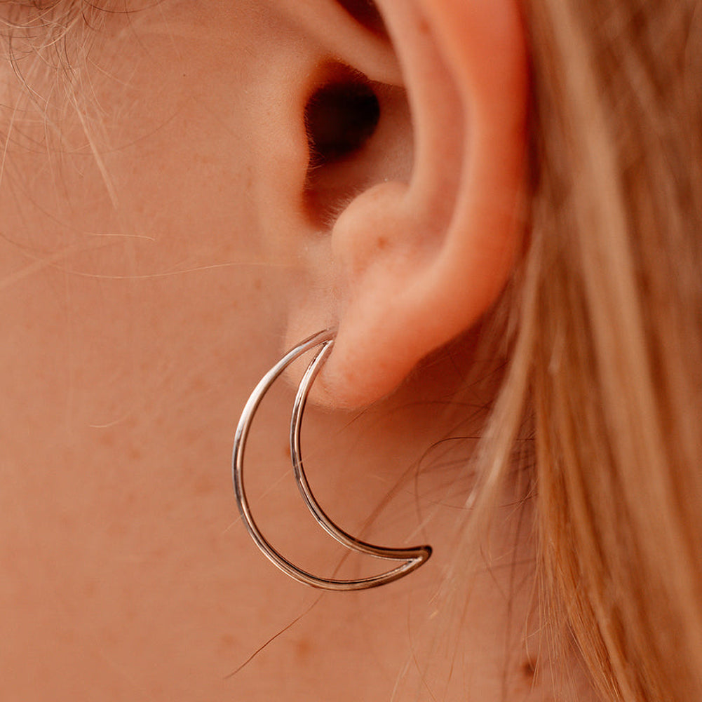 Crescent Hoop in Silver by Pura Vida