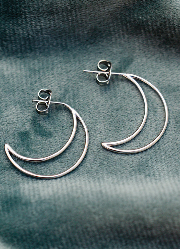 Crescent Hoop in Silver by Pura Vida