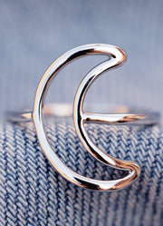 Oversized Crescent Ring in Silver by Pura Vida