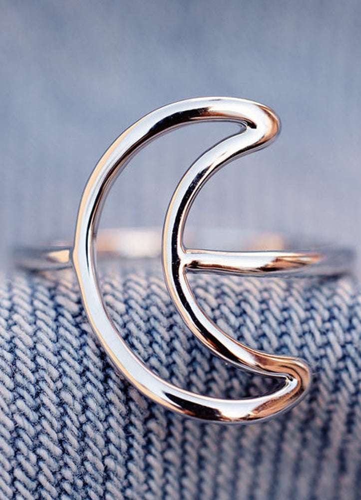 Oversized Crescent Ring in Silver by Pura Vida
