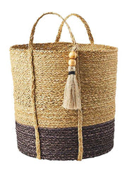 Lg Seagrass Black Basket by Mud Pie