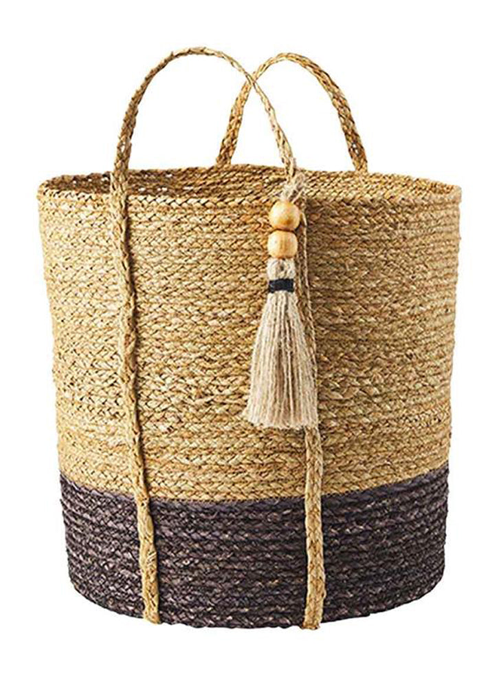 Lg Seagrass Black Basket by Mud Pie