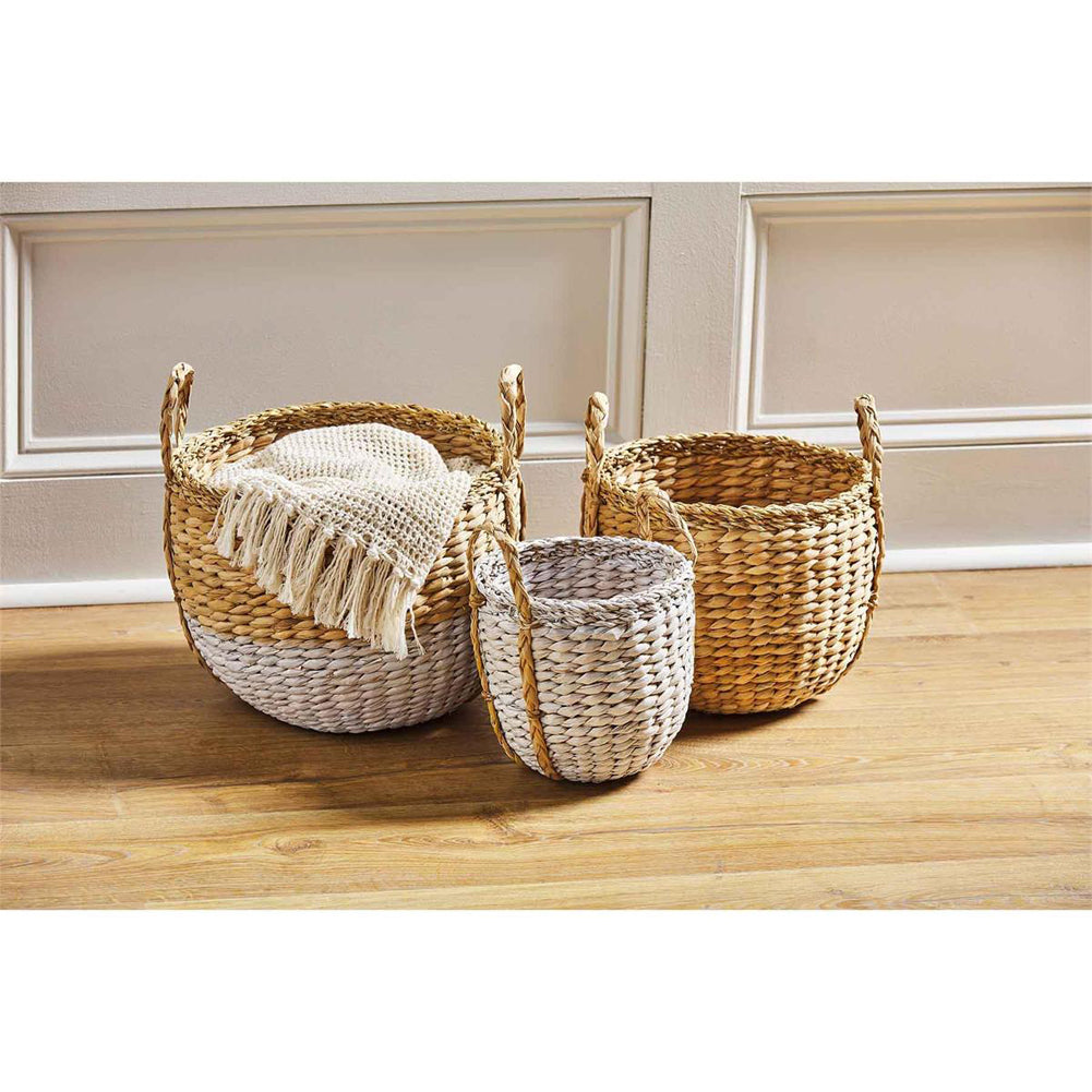 White Seagrass Basket Set by Mud Pie