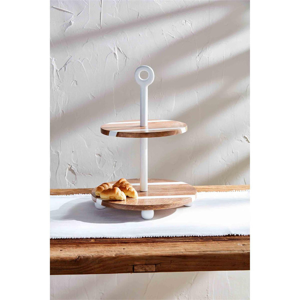 Wood Strap Tiered Server by Mud Pie