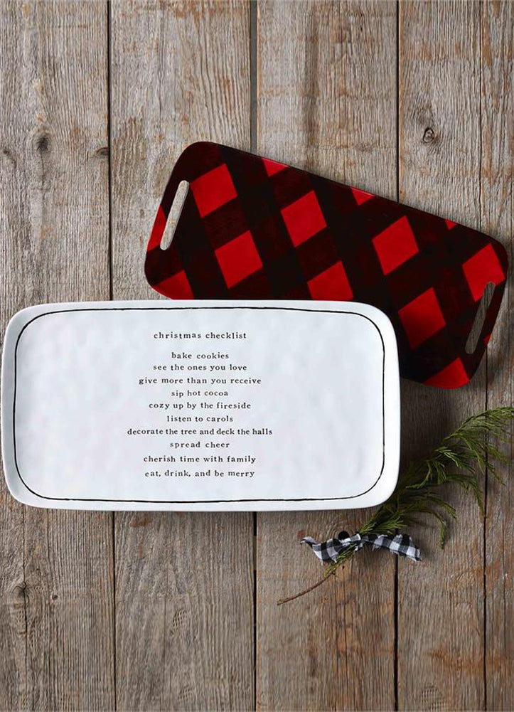 Nested Christmas Check Trays by Mud Pie