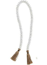 White D�cor Beads with Tassel by Mud Pie