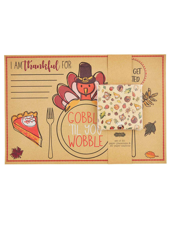 Kraft  Placemat and Napkin Set by Mud Pie