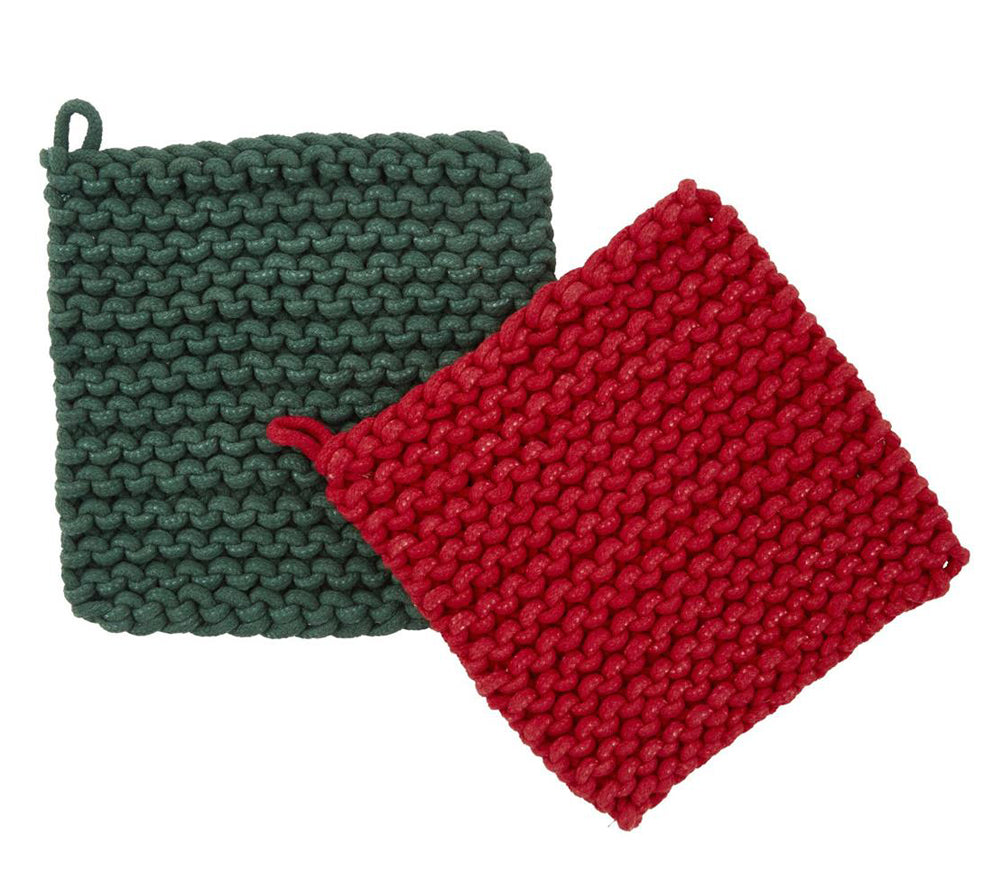 Green Crochet Pot Holder Set by Mud Pie