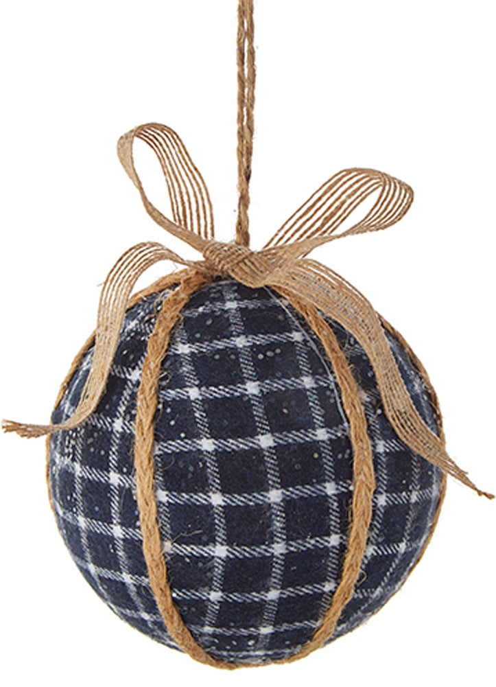 Plaid Ball Ornament by Raz Imports