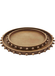 Beaded Nat Wood Tray Set by Mud Pie