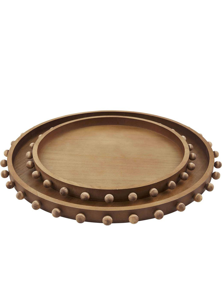 Beaded Nat Wood Tray Set by Mud Pie