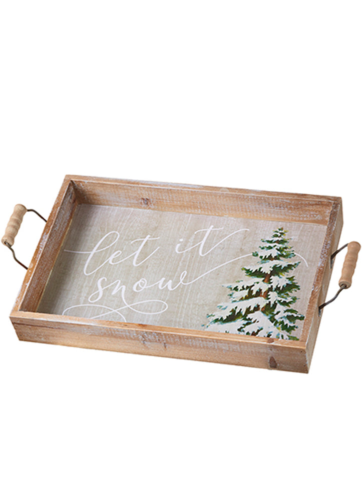 Let it Snow Handled Tray by Raz Imports