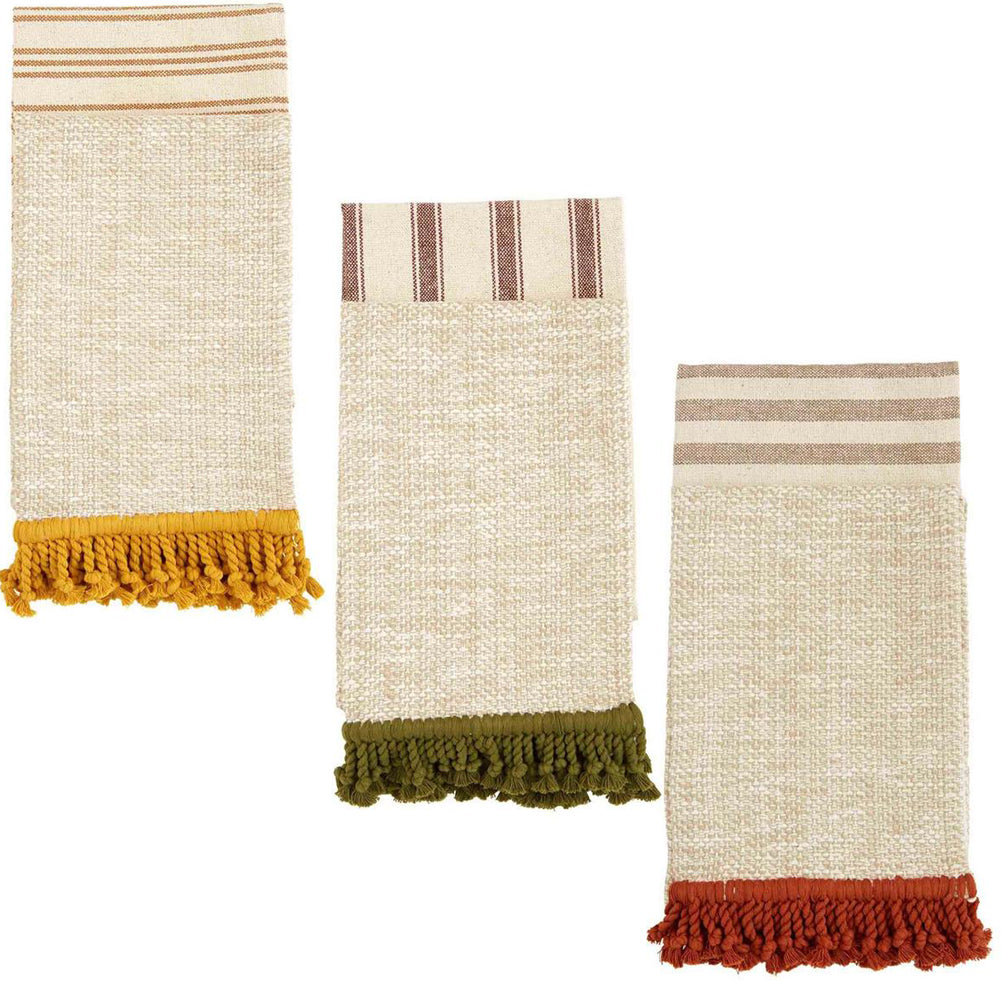 Mustard Fringe Towel Set by Mud Pie