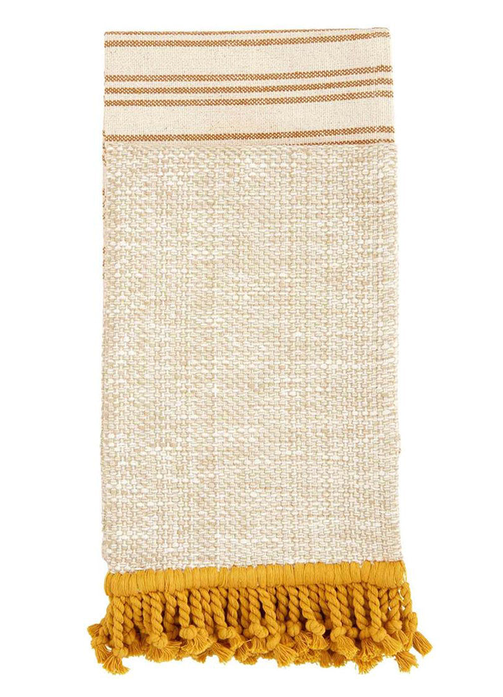 Mustard Fringe Towel Set by Mud Pie