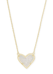 Ari Heart Pendant Necklace Gold Irid Drusy by Kendra Scott