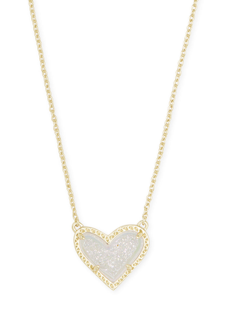 Ari Heart Pendant Necklace Gold Irid Drusy by Kendra Scott