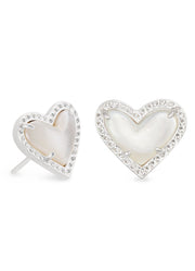 Ari Heart Stud Ear Rhod Ivory Mop by Kendra Scott