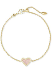 Ari Heart Dlct Brc Gld Rose Quartz by Kendra Scott