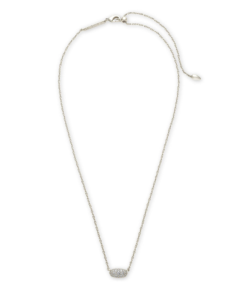 Grayson Crystal Pendant Necklce Rhodium Metal Wh Cz by Kendra Scott