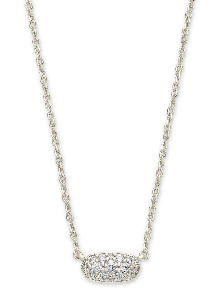 Grayson Crystal Pendant Necklce Rhodium Metal Wh Cz by Kendra Scott