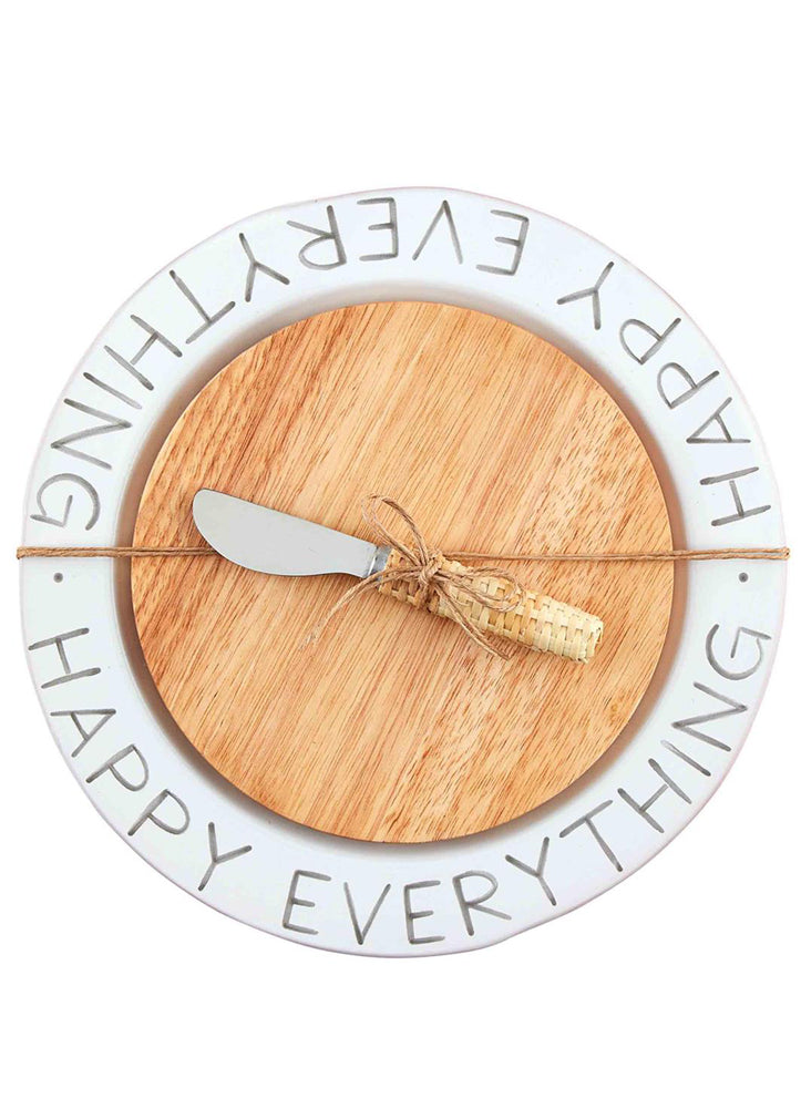 Happy Cheese Wood Plate Set by Mud Pie