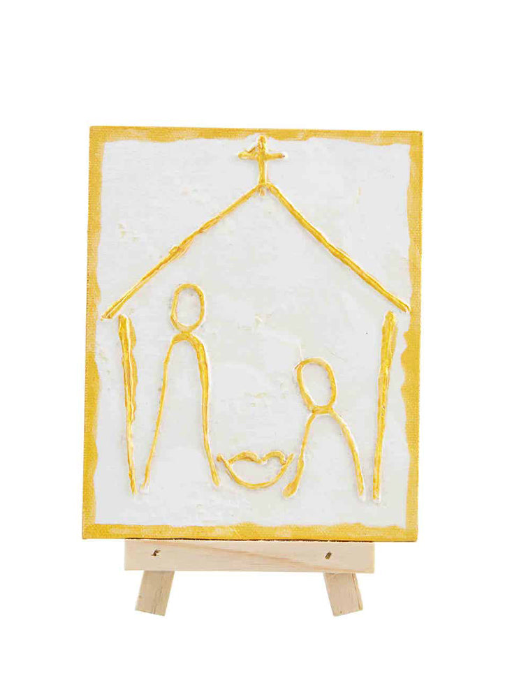 Nativity Easel Gold Plaques by Mud Pie