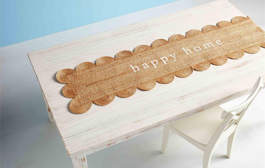 Mud Pie Scalloped Jute Table Runner